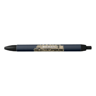 Personalized Model Train Blue Ink Pen