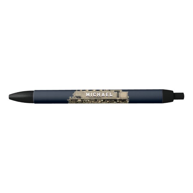 Personalized Model Train Blue Ink Pen (Front)