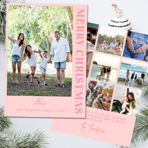Personalized Modern 10 Family Photos Minimalist H Holiday Card