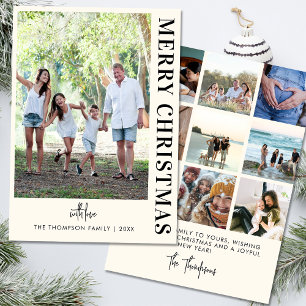 Personalized Modern 10 Family Photos Minimalist  Holiday Card