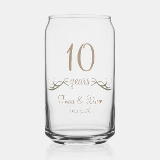 Personalized Modern 10th Anniversary Keepsake Gift Can Glass