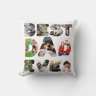 Personalized modern 11 photo Best dad ever Throw Pillow