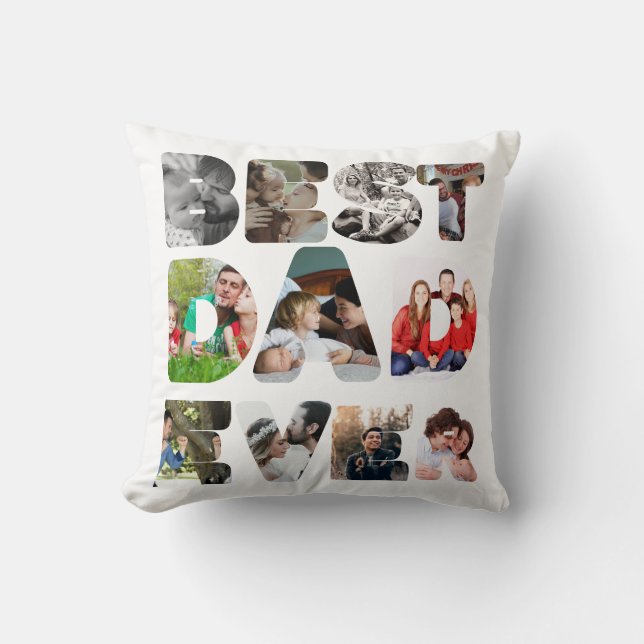 Personalized modern 11 photo Best dad ever Throw Pillow (Front)