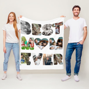Personalized modern 11 photo Best mom ever Fleece Blanket