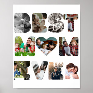 Personalized modern 11 photo Best mom ever Poster