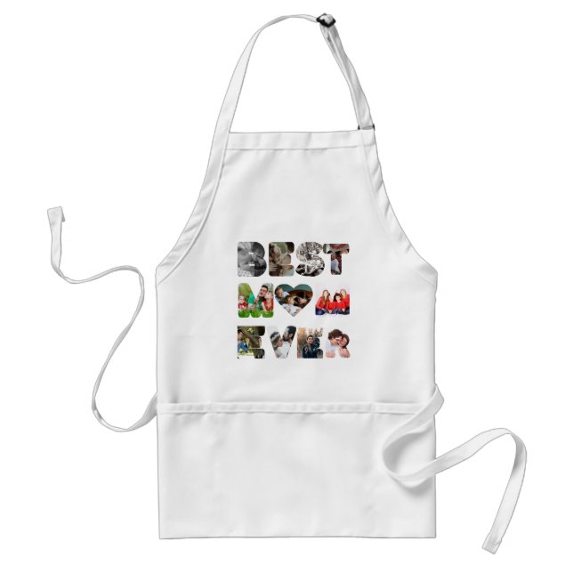 Personalized modern 11 photo Best mom ever Standard Apron (Front)