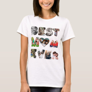 Personalized modern 11 photo Best mom ever T-Shirt