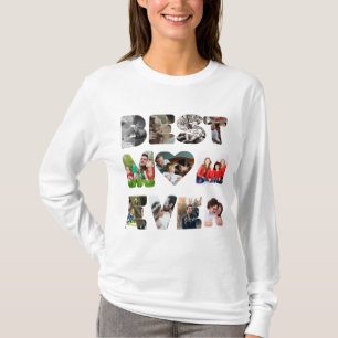 Personalized modern 11 photo Best mom ever T-Shirt