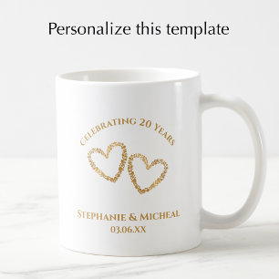 Personalized Modern 20th Wedding Anniversary Gift Coffee Mug