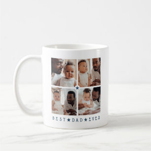 Personalized Modern 4-Photo 'Best Dad Ever' Coffee Mug