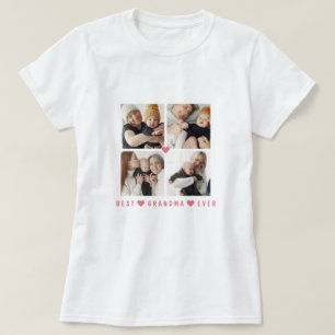 Personalized Modern 4-Photo 'Best Grandma Ever' T-Shirt