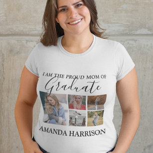 Personalized Modern   5 Photo   Graduation Maternity T-Shirt