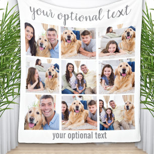 Personalized Modern 9 Photo Collage Fleece Blanket