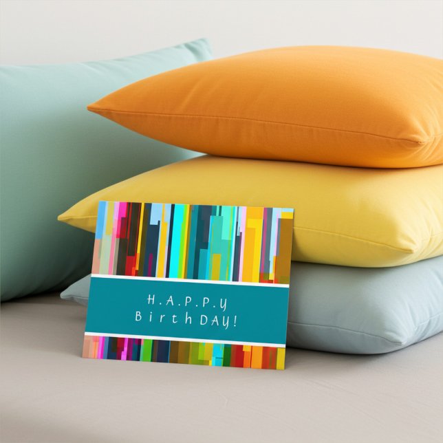 Personalized Modern Abstract Art Birthday Postcard (Creator Uploaded)