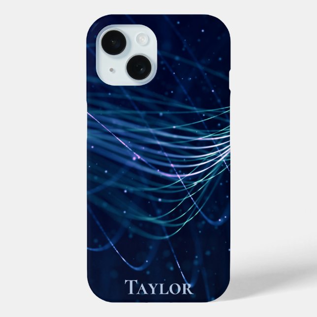 Personalized Modern Abstract Blue Case-Mate iPhone Case (Back)