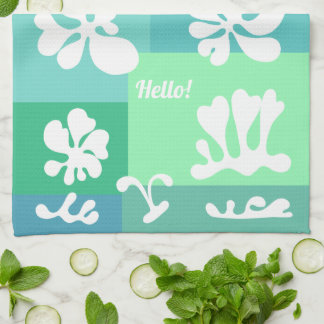Personalized Modern Abstract Design in Green | Kitchen Towel