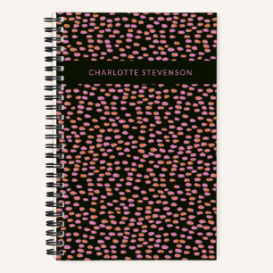 Personalized Modern Abstract Dotted Black Pink Notebook
