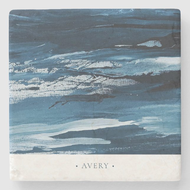 Personalized Modern Abstract Paint Stone Coaster (Front)