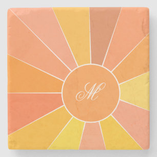 Personalized Modern Abstract Sun Design Stone Coaster