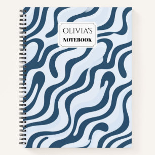 Personalized Modern Abstract Swirl Spiral Notebook