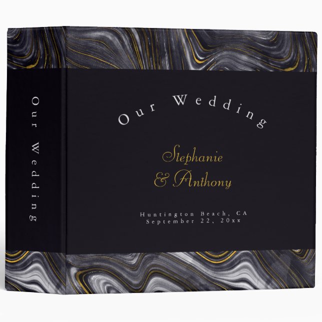 Personalized Modern  Agate Grey Wedding Binder (Front/Spine)