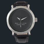 Personalized Modern and Sleek Second Ticks Watch<br><div class="desc">A modern wristwatch that combines functionality with personalization. This sleek timepiece features ticking seconds and a customizable typography field that currently displayed as "Best Dad Ever" and "Since 19XX, " but they can be tailored to your preferences. You have the option to personalize these fields with a name, unique message,...</div>