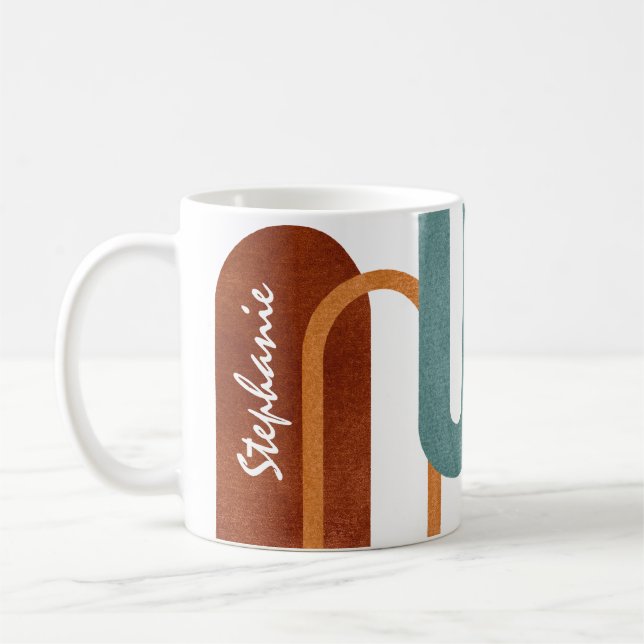 Personalized Modern Arches Terracotta Coffee Mug (Left)