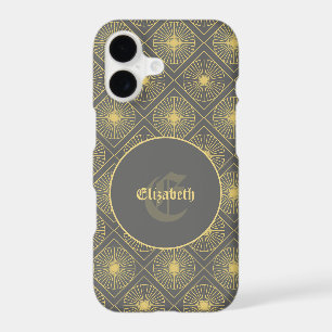 Personalized Modern Art Deco Grey and Yellow
