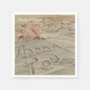 Personalized Modern Beach Wedding Shells Thank you Napkin