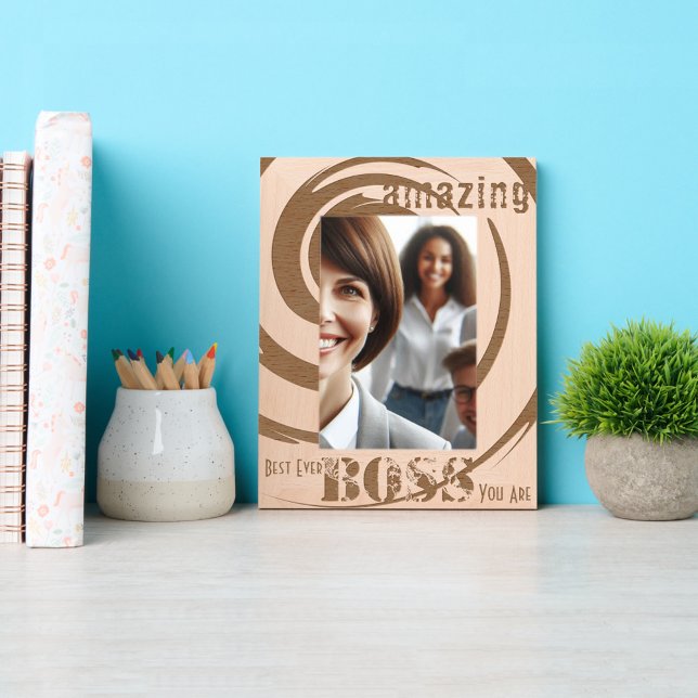 Personalized Modern Best Boss Twirl Art Etched Frames (Creator Uploaded)