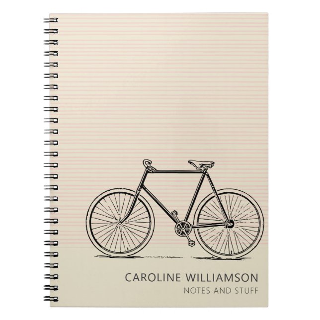 Personalized Modern Bicycle Line Art Cute Unique  Notebook (Front)