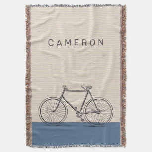 Personalized Modern Bicycle Neutral Biking Lover Throw Blanket