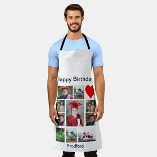 Personalized Modern Birthday 11 Photo Collage Apron