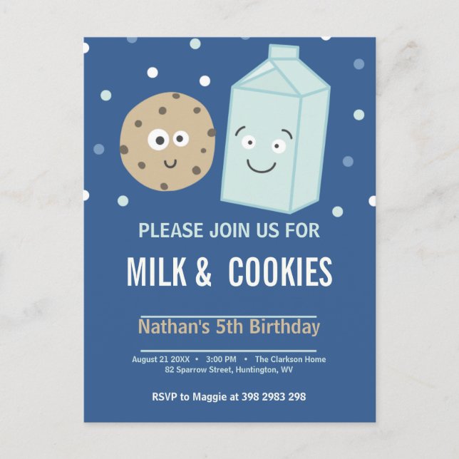 Personalized modern birthday party invitation postcard (Front)