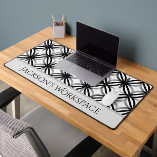 Personalized Modern Black and White Desk Mat