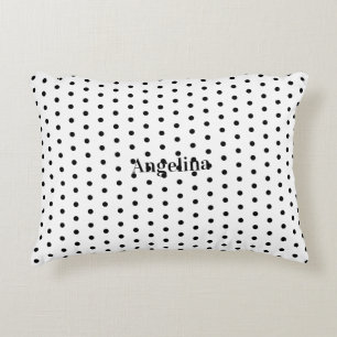 Personalized Modern Black and White Polka Dot  Accent Pillow