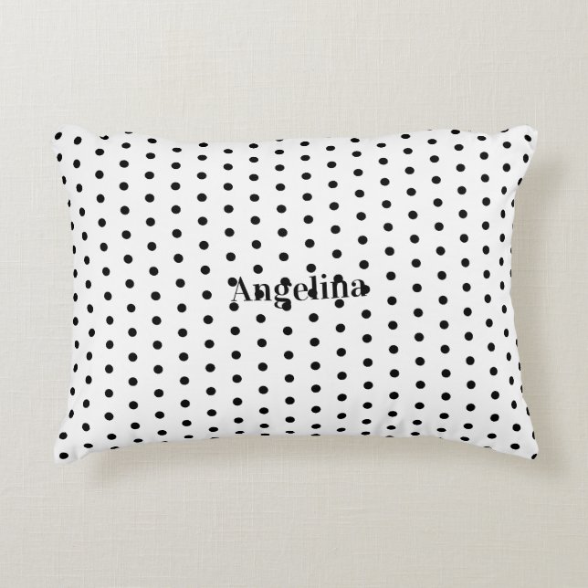 Personalized Modern Black and White Polka Dot  Accent Pillow (Front)