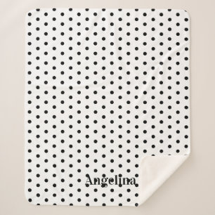 Personalized Modern Black and White Polka Dot Sherpa Blanket