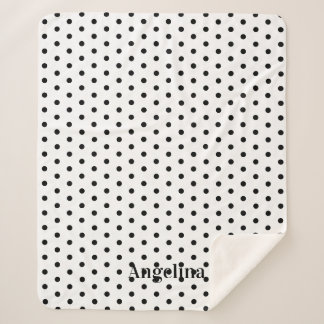 Personalized Modern Black and White Polka Dot  Sherpa Blanket