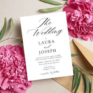 Personalized Modern Black and White Simple Wedding Invitation