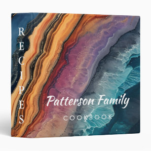 Personalized Modern Black Marble Kitchen Recipe Binder