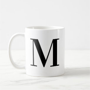 Personalized Modern Black Monogram Initial M Coffee Mug