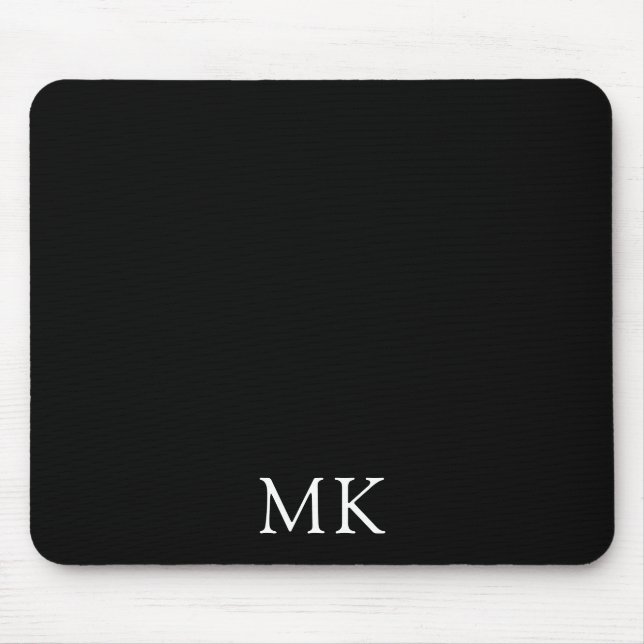 Personalized Modern Black Monogram Initials Mouse Pad (Front)