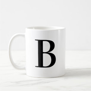 Personalized Modern Black Monogram Letter B Custom Coffee Mug