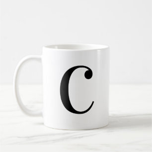 Personalized Modern Black Monogram Letter C Custom Coffee Mug