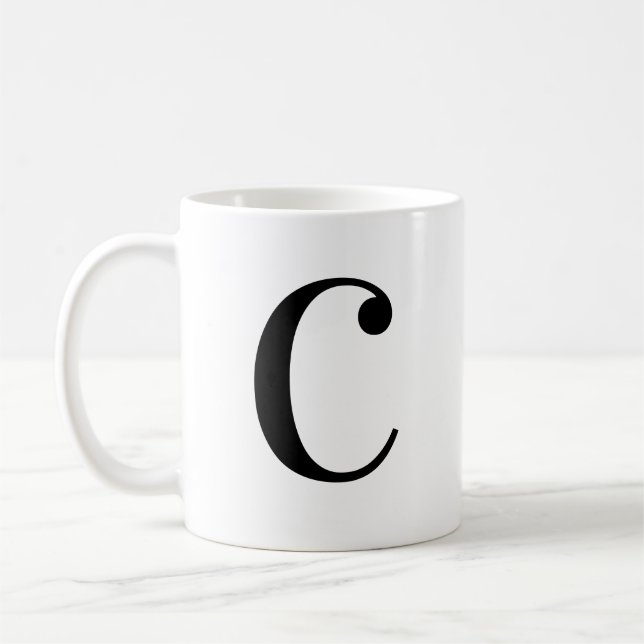 Personalized Modern Black Monogram Letter C Custom Coffee Mug (Left)