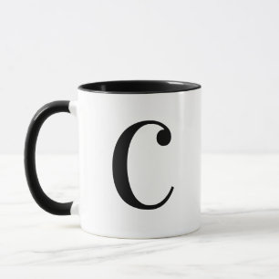 Personalized Modern Black Monogram Letter C Custom Mug