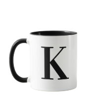 Personalized Modern Black Monogram Letter K