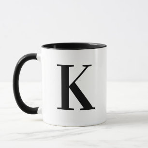Personalized Modern Black Monogram Letter K Mug