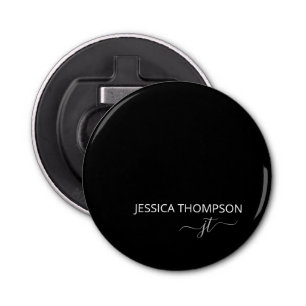 Personalized Modern Black Monogram Name Bottle Opener